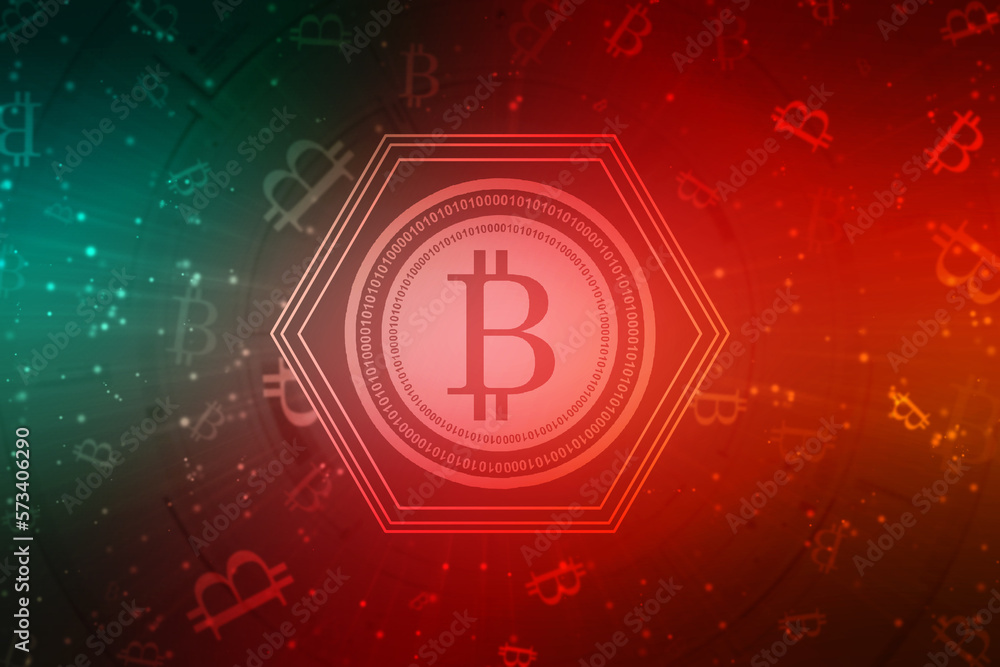 Poster global abstract bitcoin crypto currency blockchain technology world map background illustration