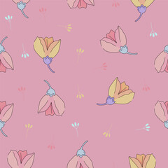 Garden flower, plants ,botanical ,seamless pattern vector design for fashion, fabric wallpaper and all prints on background earth tone color.