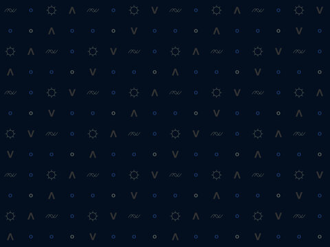 Abstract geometric shapes pattern natural imitation motif blue seamless background. Small sun, mountain and cloud element, for  fabric design textile swatch ladies dress, men's shirt all over print