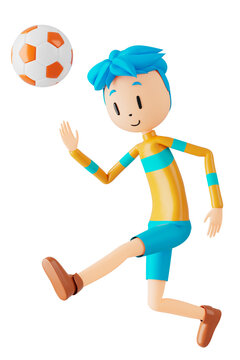3d boy cartoon character in action. 3d illustrator. sport activity. exercise fitness pose. workout training lifestyle. man player. technology VR connection. gym outdoor. cyberspace object concept.3d b