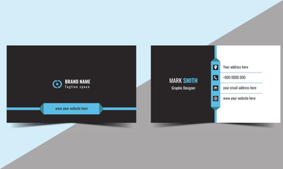 Modern creative business card clean template. blue and Black & white color vector illustrated futuristic corporate card design