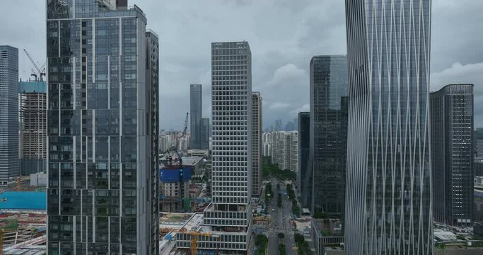  Aerial footage of beautiful landscape in shenzhen city, China 