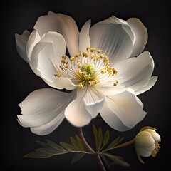 Fototapeta na wymiar Beautiful jasmine flower on black background. Glorious white flower.