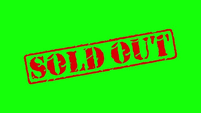 old stamp text sold out animation green screen