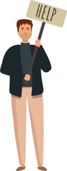 Poor man need help icon cartoon vector. Poverty people. Food person