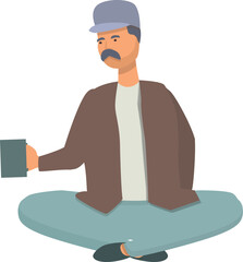 Hungry man icon cartoon vector. Poor people. Money crisis