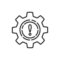 thin line failure icon with broken operational process. concept of repair or maintenance symbol. flat outline trend modern fault or disruption logotype graphic simple stroke design isolated on white
