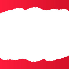 Tear the red paper in half from the bottom and top. paper design template vector