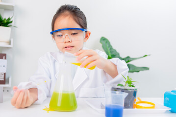 Asia little girl science