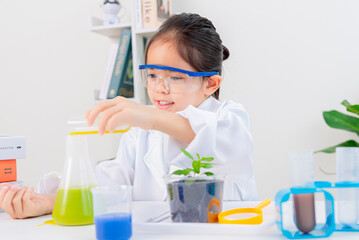 Asia little girl science