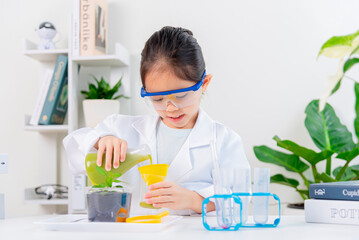 Asia little girl science