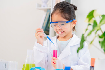 Asia little girl science