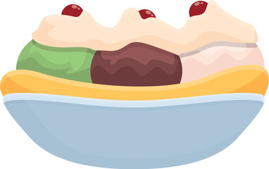 Banana split icon cartoon vector. Cream food. Vanilla ice