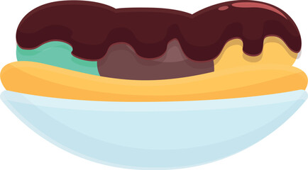 Chocolate banana split icon cartoon vector. Food sundae. Cream dessert