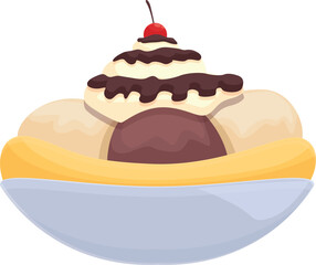 Cream dessert icon cartoon vector. Banana split. Tasty food