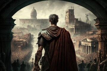 Julius Caesar, the Power of the Roman Empire An Ancient History Scene Generative AI - obrazy, fototapety, plakaty
