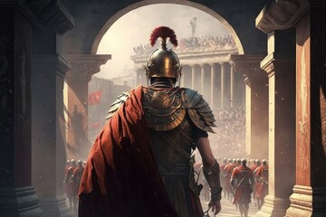 The Roman Empire A Historical Overview of Julius Caesar's Military Power Generative AI - obrazy, fototapety, plakaty