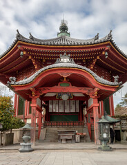 Fototapeta premium Colorful temple traditional architecture at the Kofuku-ji Kokuhokan Buddhist Temple in Nara Japan