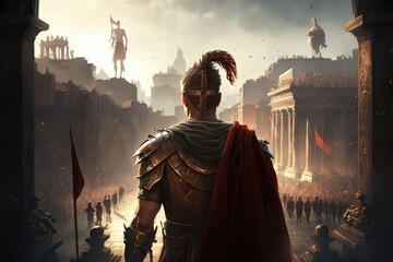 The Military Might of Julius Caesar A Study of Power and Authority in Ancient Rome Generative AI - obrazy, fototapety, plakaty