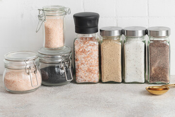 Jars with assorted speciality salt