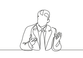 Continuous One Line Drawing of Businessman. Business Concept One Line Illustration. Businessman Line Abstract Portrait Minimalist Contour Drawing. Vector EPS 10