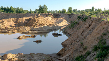 sand quarry flooded with water
