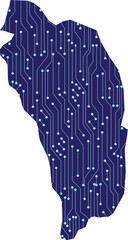 Map of Dominica, network line,dot and structure on dark background with Map Dominica, Circuit board. Vector illustration. Eps 10