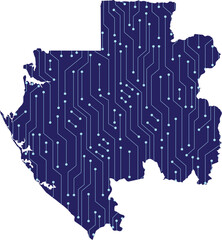 Map of Gabon, network line,dot and structure on dark background with Map Gabon, Circuit board. Vector illustration. Eps 10