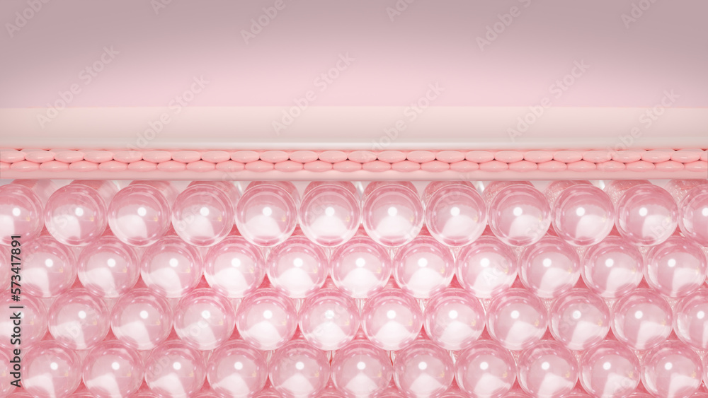 Poster 3d rendering layers of the skin's microstructure. the concept for cosmetics.
