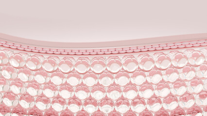 3D rendering Microstructural layers of the skin. the concept for cosmetics.