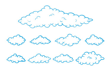 set of clouds variation outline style doodle vector design element