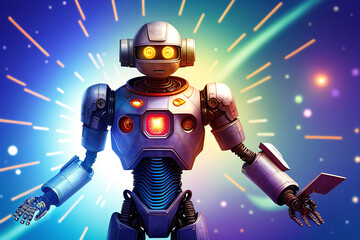 Fototapeta premium Robot in space fantasy, Generative AI