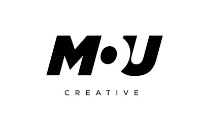 MOU letters negative space logo design. creative typography monogram vector