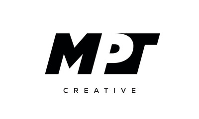 MPT letters negative space logo design. creative typography monogram vector