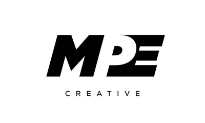 MPE letters negative space logo design. creative typography monogram vector