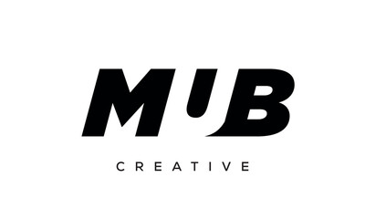 MUB letters negative space logo design. creative typography monogram vector