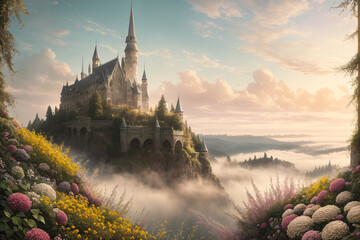 fairytale landscape with palace