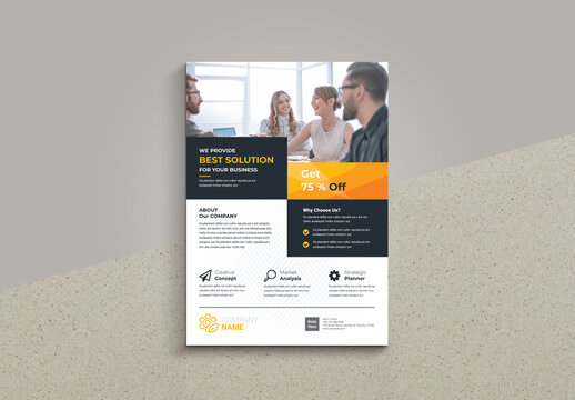 Business Flyer Layout with Orange Color