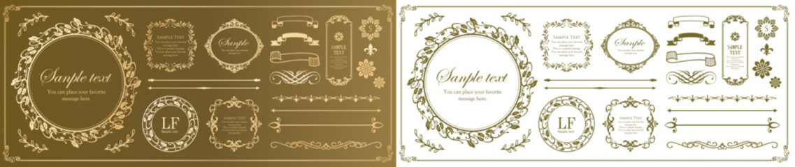 オシャレなフレーム。デザインテンプレート。ゴージャスな額のセット。