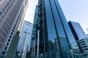 東京汐留の高層ビル群の風景