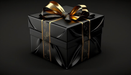 Elegant black gift isolated black created with Generative Ai technology