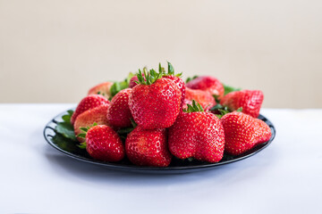 Ripe red strawberry. Strawberries in natural background