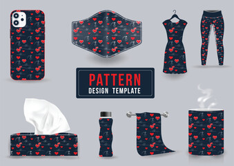 Valentine hand drawn heart loves flower background printed ladies pant minimal pattern design
