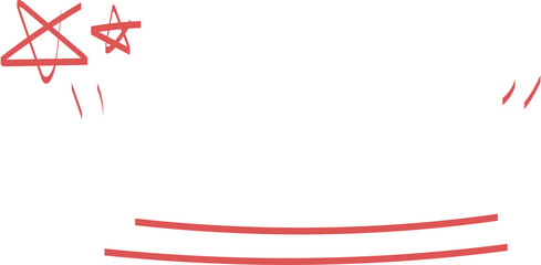 Hand drawn key marker, two lines drawn with a red pen and marked with a star