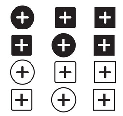 Plus icon set. Set of plus icon.