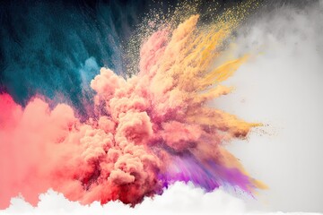 Colored Holi Powder Cloud for Festivals. Photo generative AI