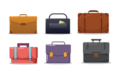 set of business briefcase isolated vector illustration