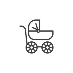 Fototapeta na wymiar Baby carriage line icon