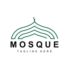 Mosque Logo, Islamic Worship Design, Eid Al Fitr Mosque Building Vector Icon Template, Ramadan, Eid Al Adha