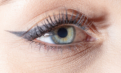 Eye with eyelashes of a girl.